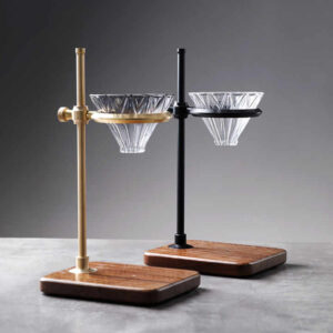 adjustable coffee dripper stand with wood base universal filter holder for pour over brewing